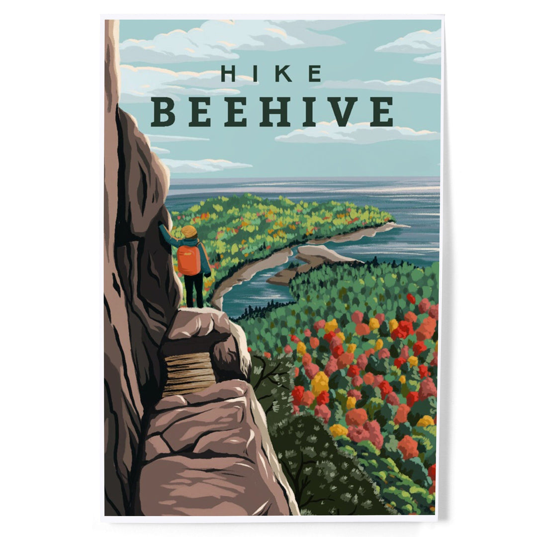 Acadia National Park, Maine, Hike Beehive, Fall, Illustration, Art & Giclee Prints Art Lantern Press 