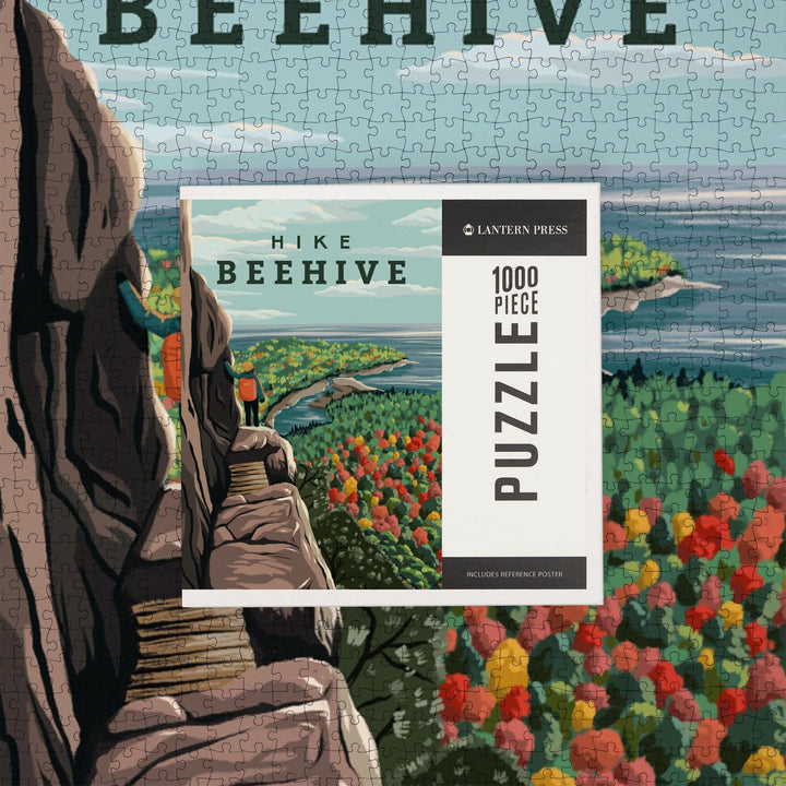 Acadia National Park, Maine, Hike Beehive, Fall, Illustration, Jigsaw Puzzle Puzzle Lantern Press 
