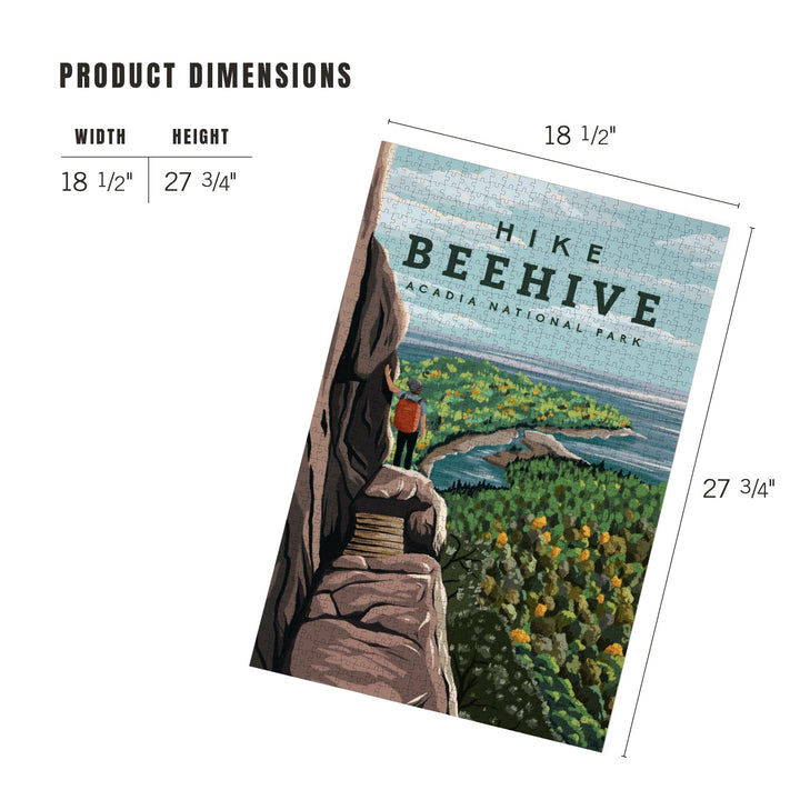 Acadia National Park, Maine, Hike Beehive, Summer, Illustration, Jigsaw Puzzle Puzzle Lantern Press 