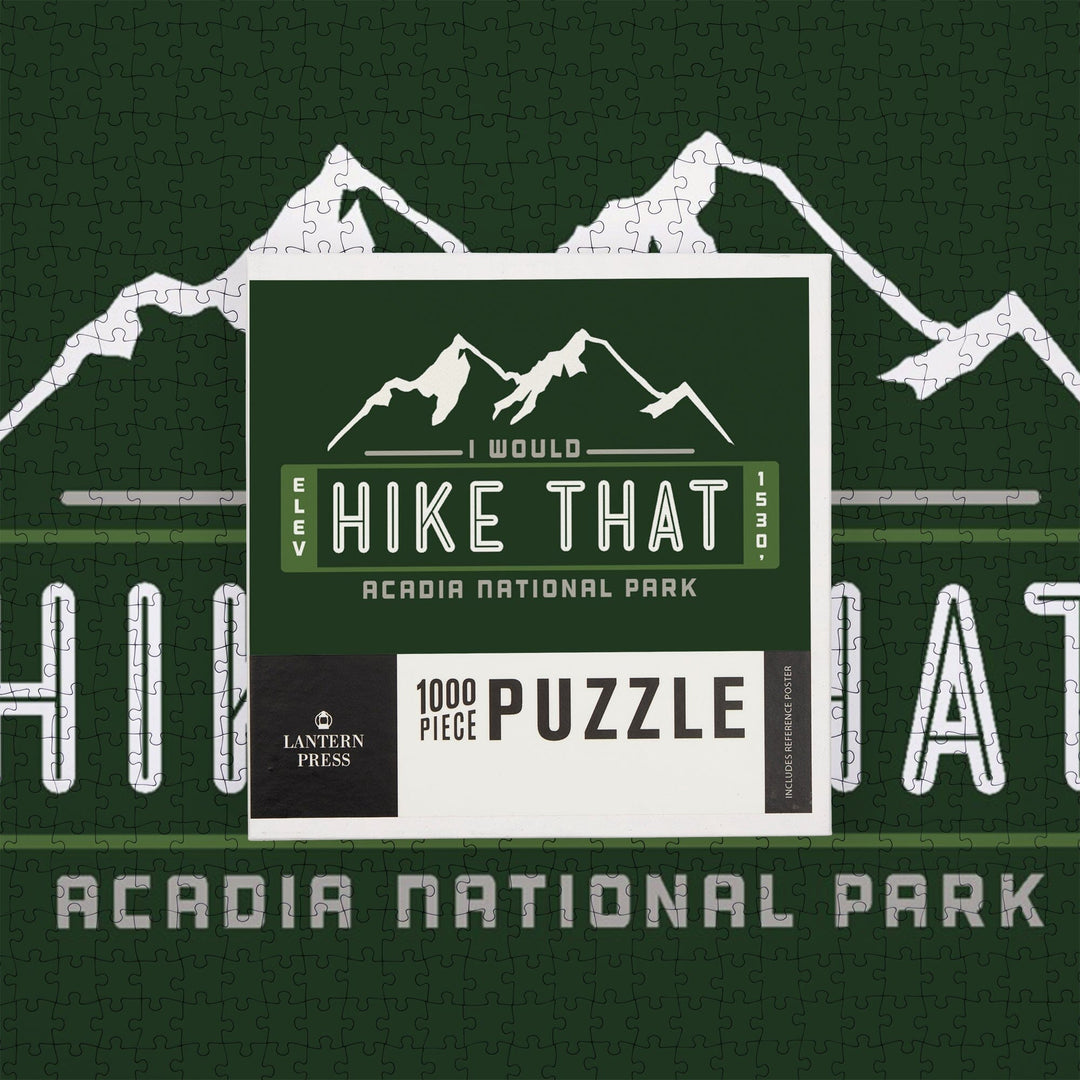 Acadia National Park, Maine, I Would Hike That, Mountain Vector, Jigsaw Puzzle Puzzle Lantern Press 