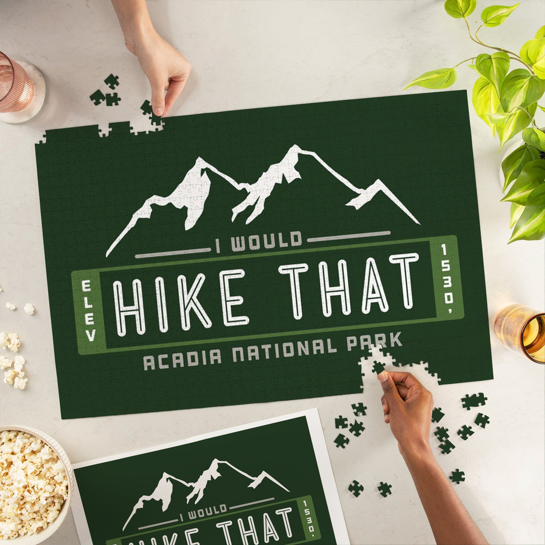 Acadia National Park, Maine, I Would Hike That, Mountain Vector, Jigsaw Puzzle Puzzle Lantern Press 