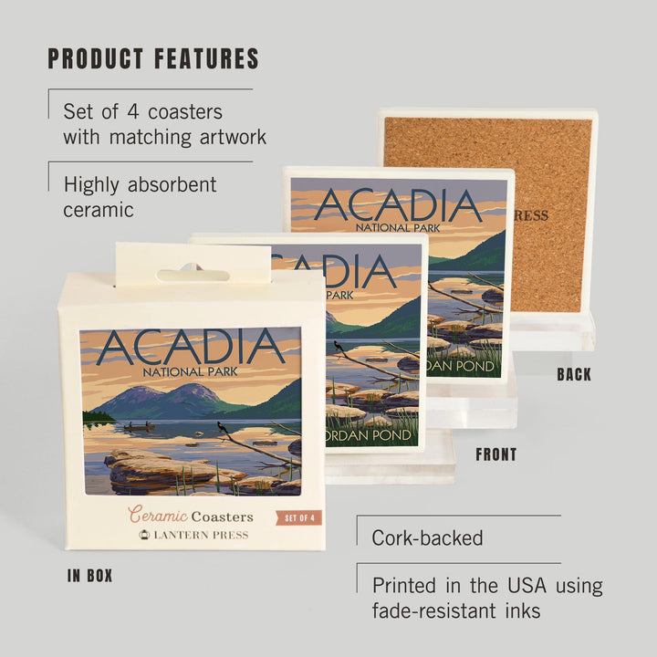 Acadia National Park, Maine, Jordan Pond, Coasters Coasters Lantern Press 