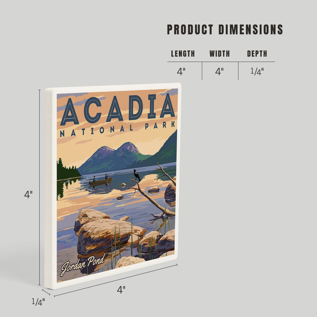 Acadia National Park, Maine, Jordan Pond Illustration, Coasters Coasters Lantern Press 