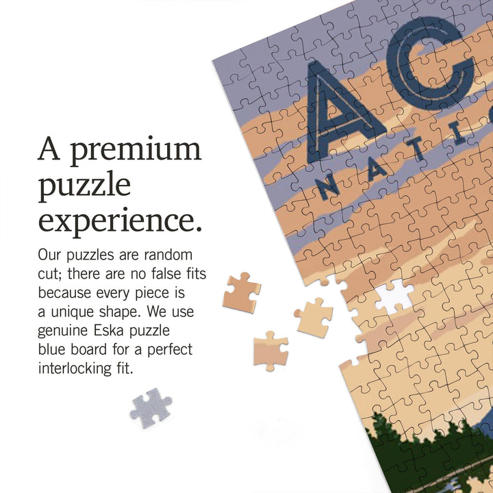 Acadia National Park, Maine, Jordan Pond Illustration, Jigsaw Puzzle Puzzle Lantern Press 