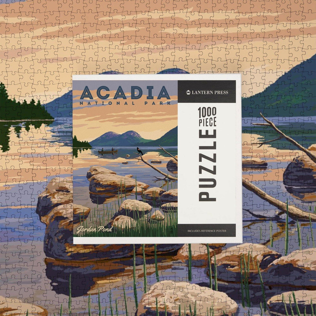 Acadia National Park, Maine, Jordan Pond Illustration, Jigsaw Puzzle Puzzle Lantern Press 