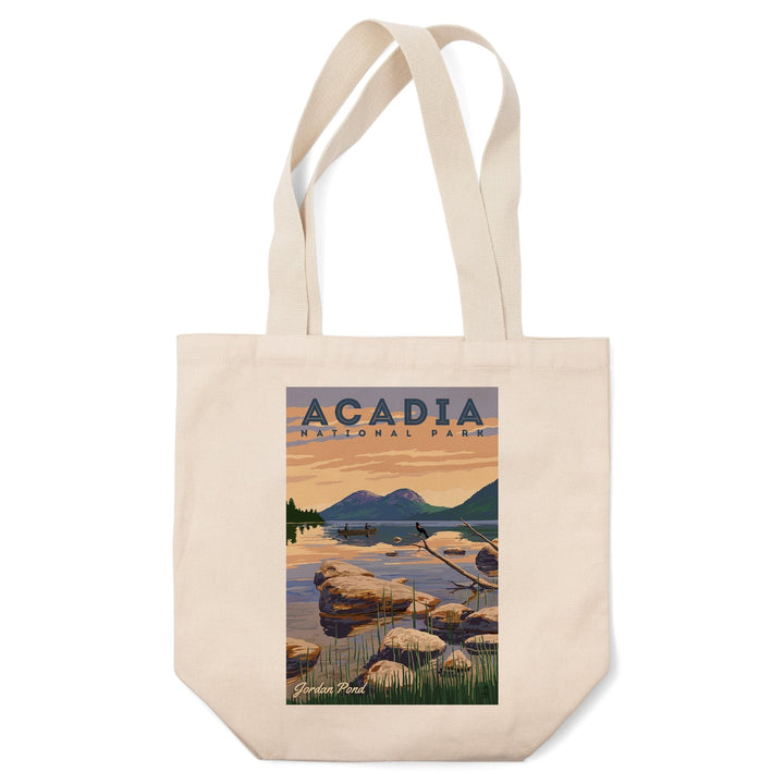 Acadia National Park, Maine, Jordan Pond Illustration, Lantern Press Artwork, Tote Bag Totes Lantern Press 