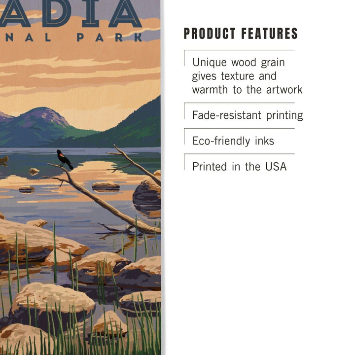 Acadia National Park, Maine, Jordan Pond Illustration, Lantern Press Artwork, Wood Signs and Postcards Wood Lantern Press 