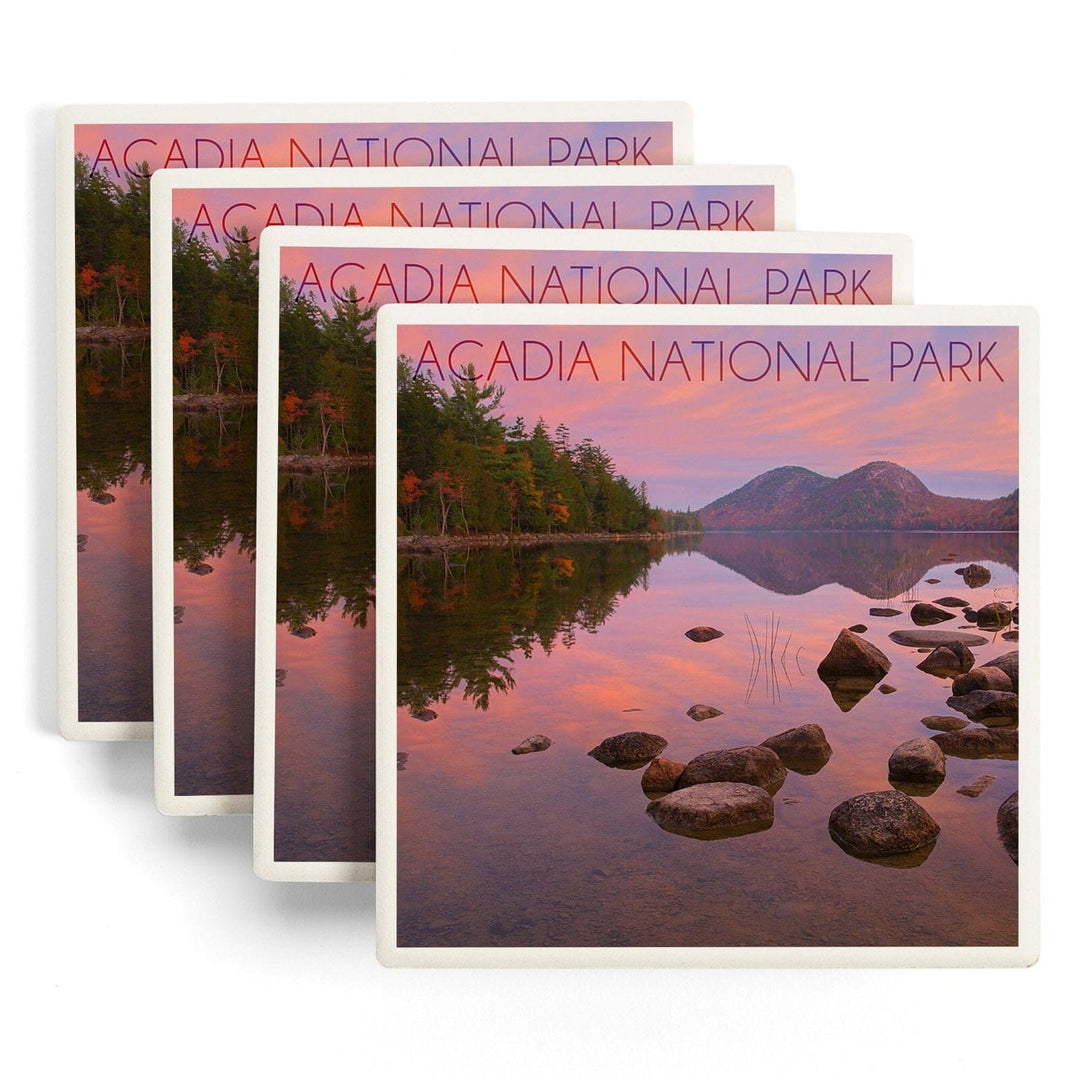 Acadia National Park, Maine, Jordan Pond, Lantern Press Photography, Coaster Set Coasters Lantern Press 