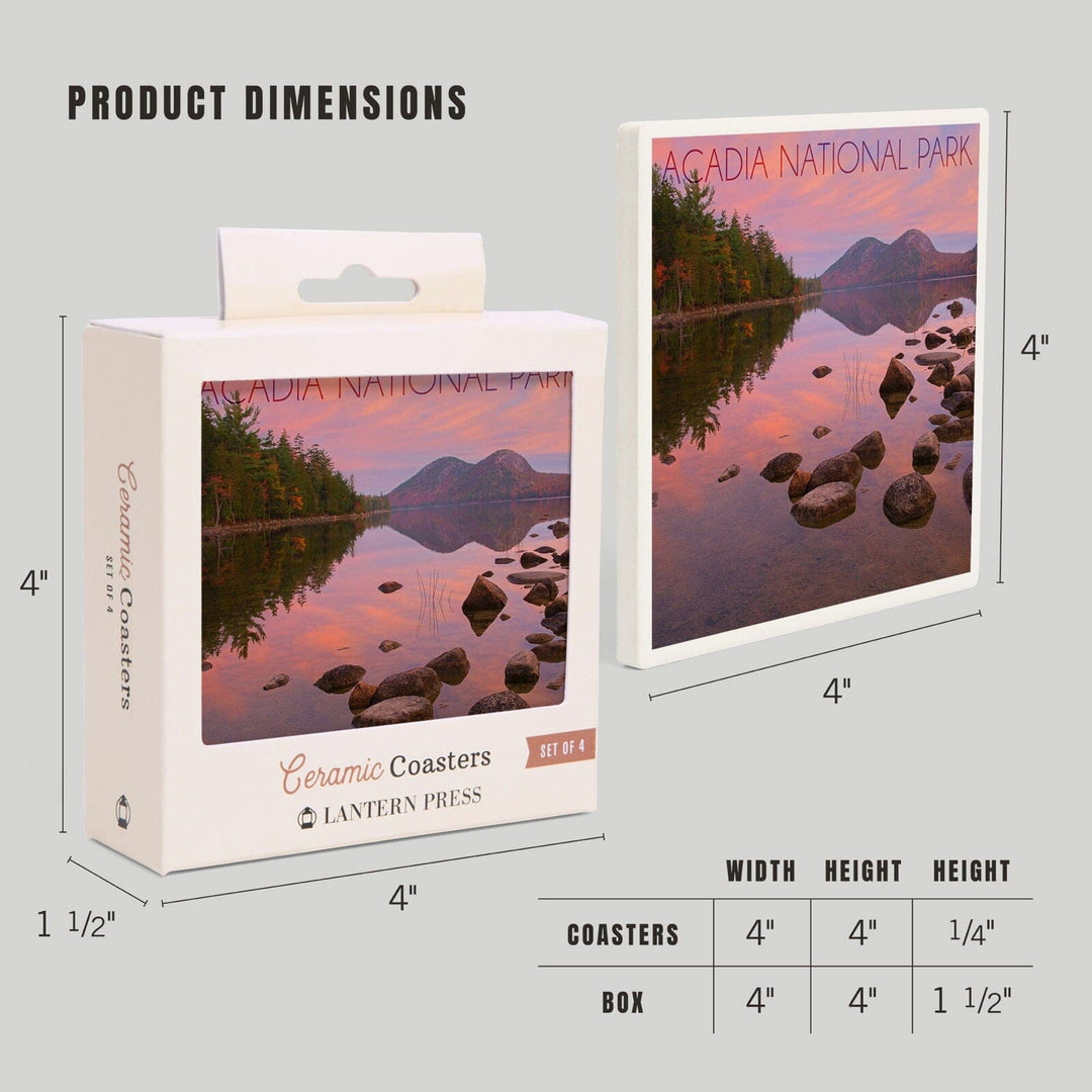 Acadia National Park, Maine, Jordan Pond, Lantern Press Photography, Coaster Set Coasters Lantern Press 