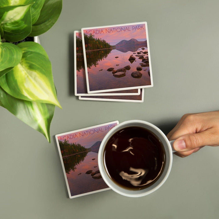 Acadia National Park, Maine, Jordan Pond, Lantern Press Photography, Coaster Set Coasters Lantern Press 