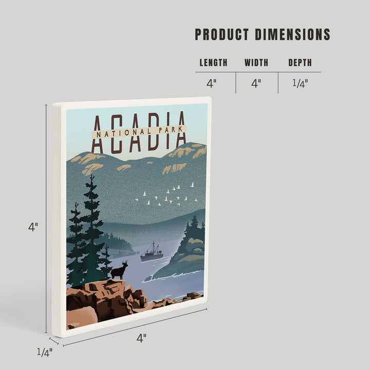 Acadia National Park, Maine, Lithograph, Coasters Coasters Lantern Press 