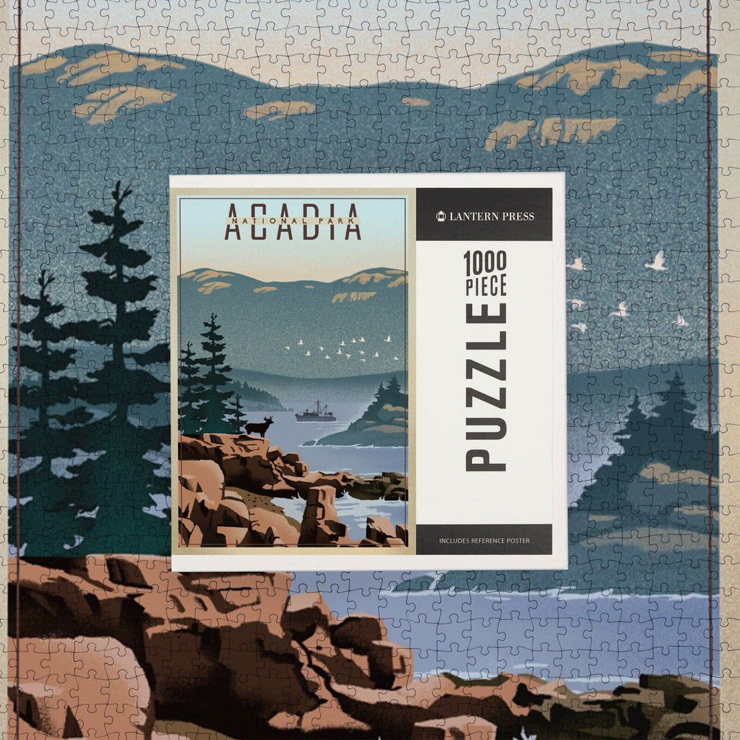 Acadia National Park, Maine, Lithograph, Jigsaw Puzzle Puzzle Lantern Press 