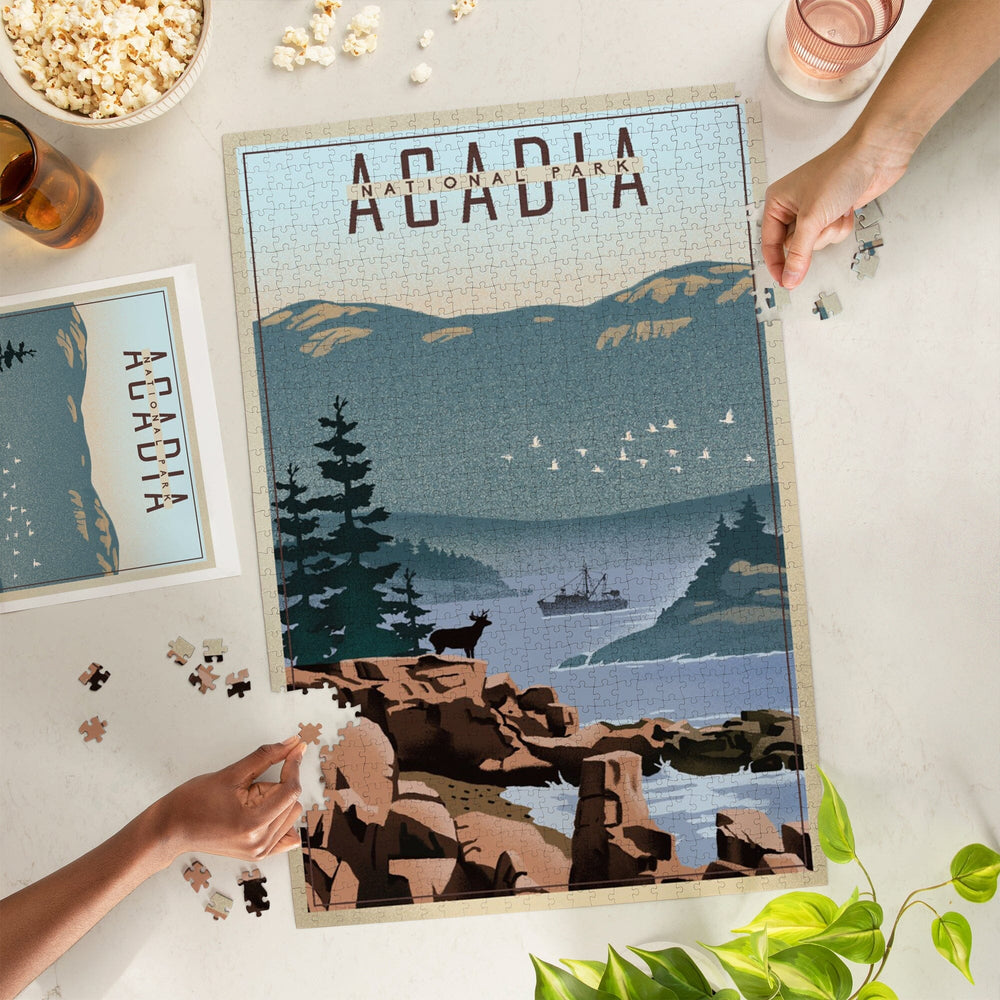 Acadia National Park, Maine, Lithograph, Jigsaw Puzzle Puzzle Lantern Press 
