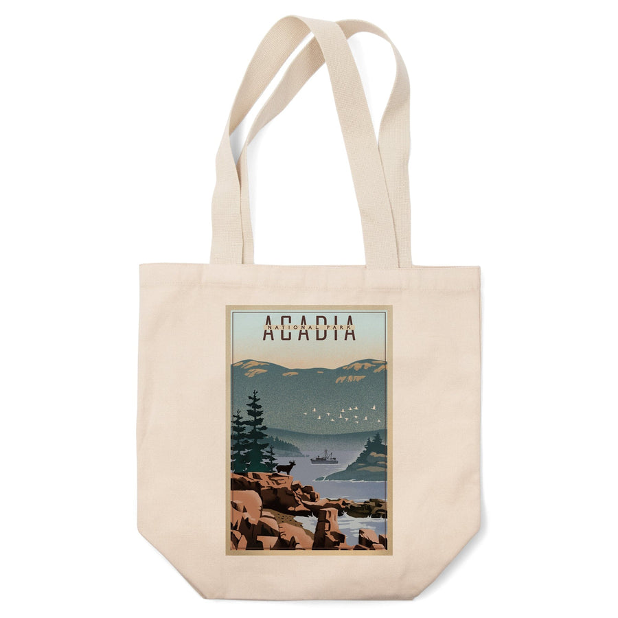 Acadia National Park, Maine, Lithograph, Lantern Press Artwork, Tote Bag Totes Lantern Press 
