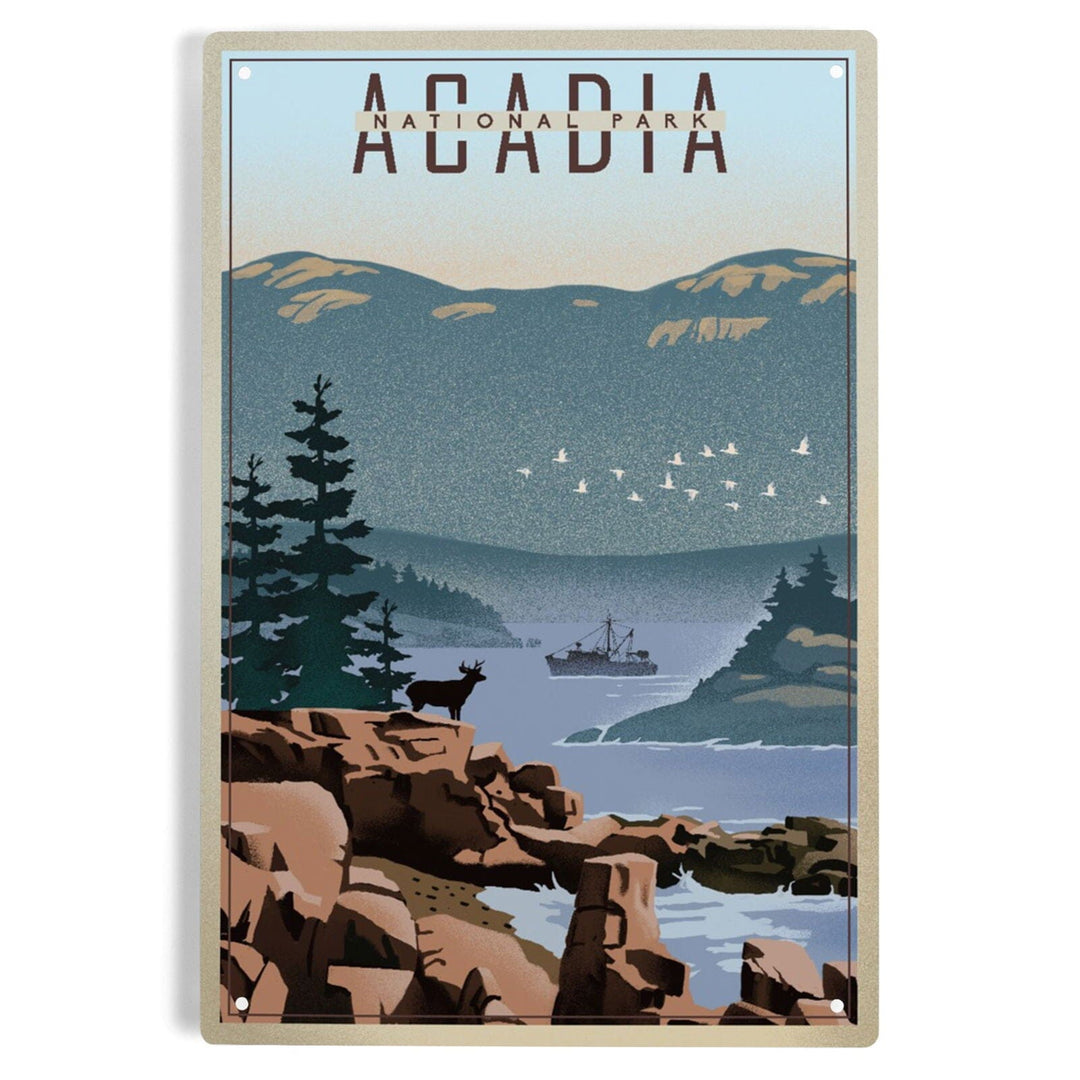 Acadia National Park, Maine, Lithograph, Metal Signs Metal Lantern Press 