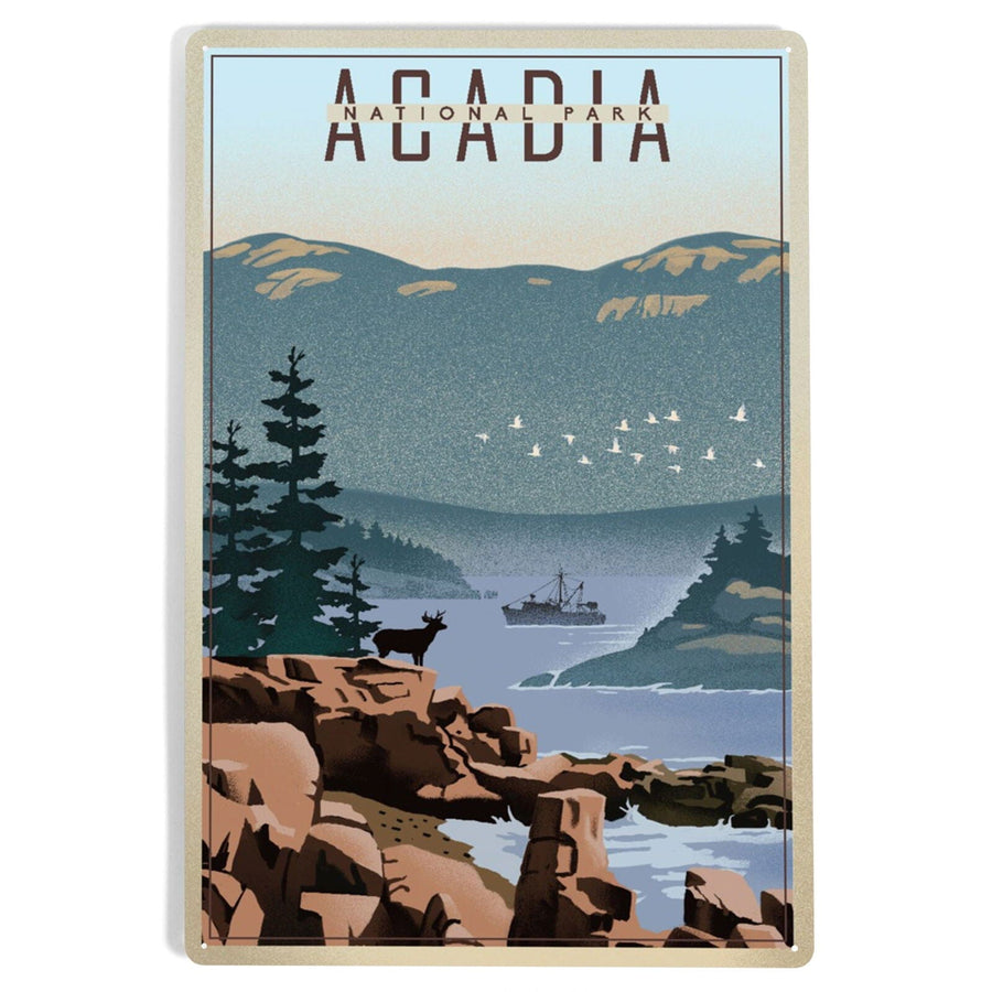 Acadia National Park, Maine, Lithograph, Metal Signs Metal Lantern Press 