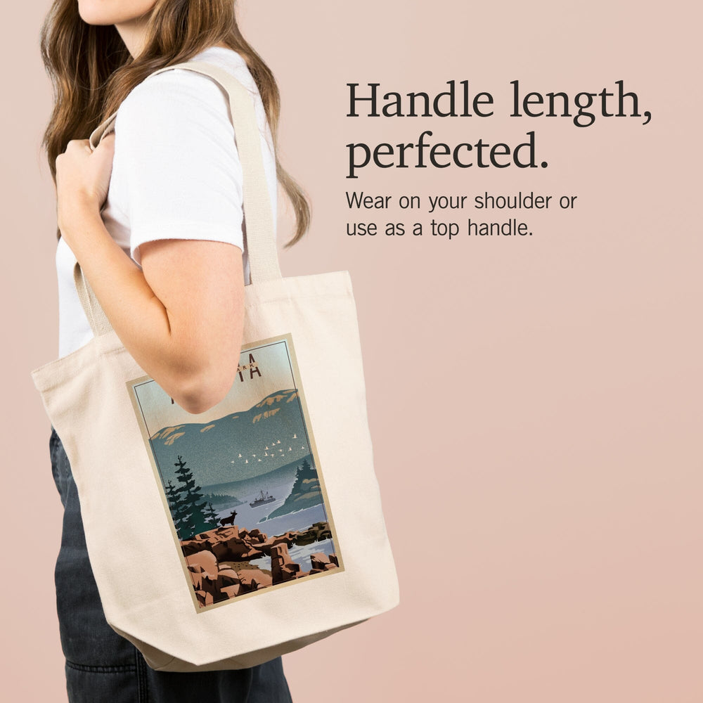 Acadia National Park, Maine, Lithograph, Tote Bag Totes Lantern Press 