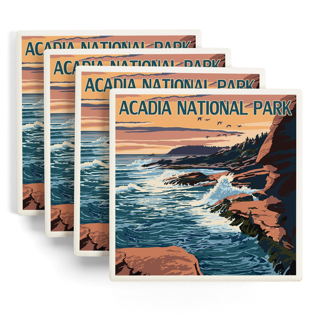 Acadia National Park, Maine, Mount Desert Island, Coasters Coasters Lantern Press 