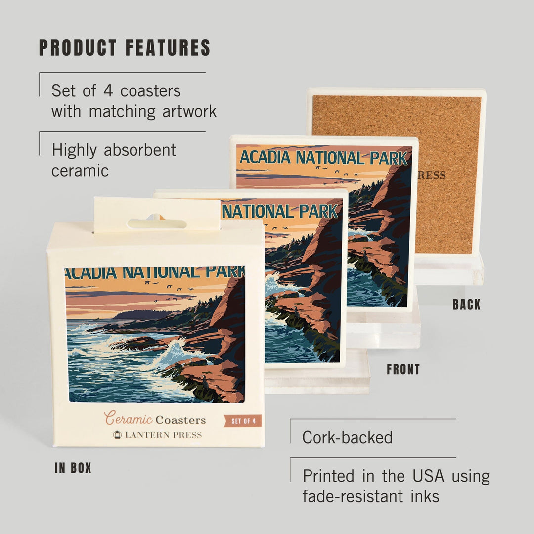 Acadia National Park, Maine, Mount Desert Island, Coasters Coasters Lantern Press 