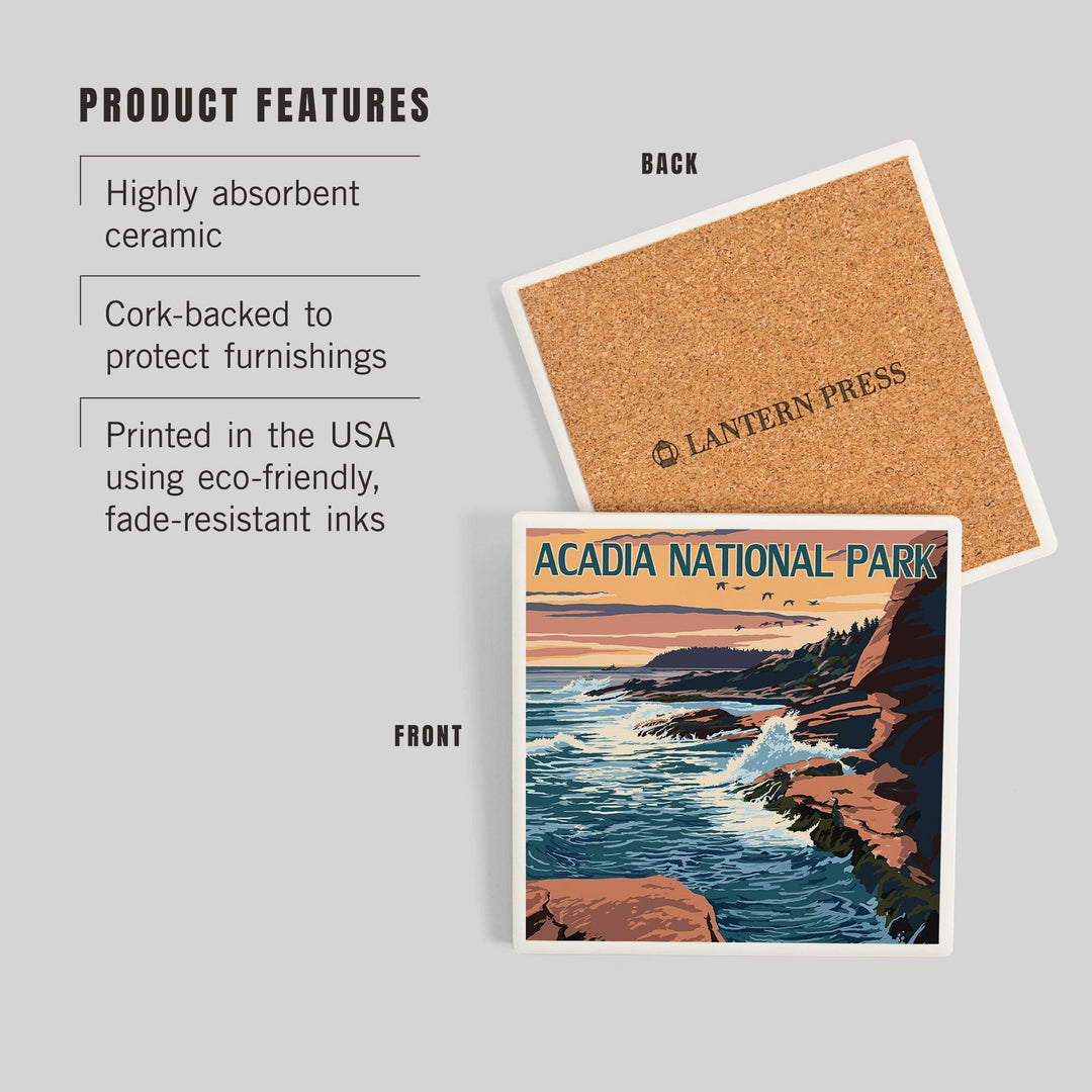 Acadia National Park, Maine, Mount Desert Island, Coasters Coasters Lantern Press 