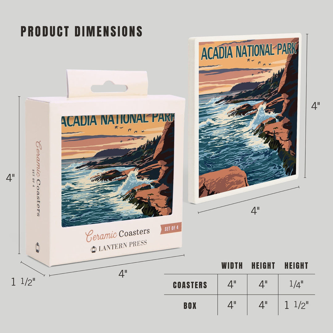 Acadia National Park, Maine, Mount Desert Island, Coasters Coasters Lantern Press 