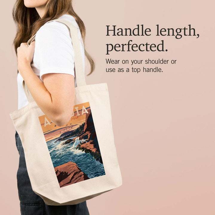 Acadia National Park, Maine, Mount Desert Island Illustration, Lantern Press Artwork, Tote Bag Totes Lantern Press 