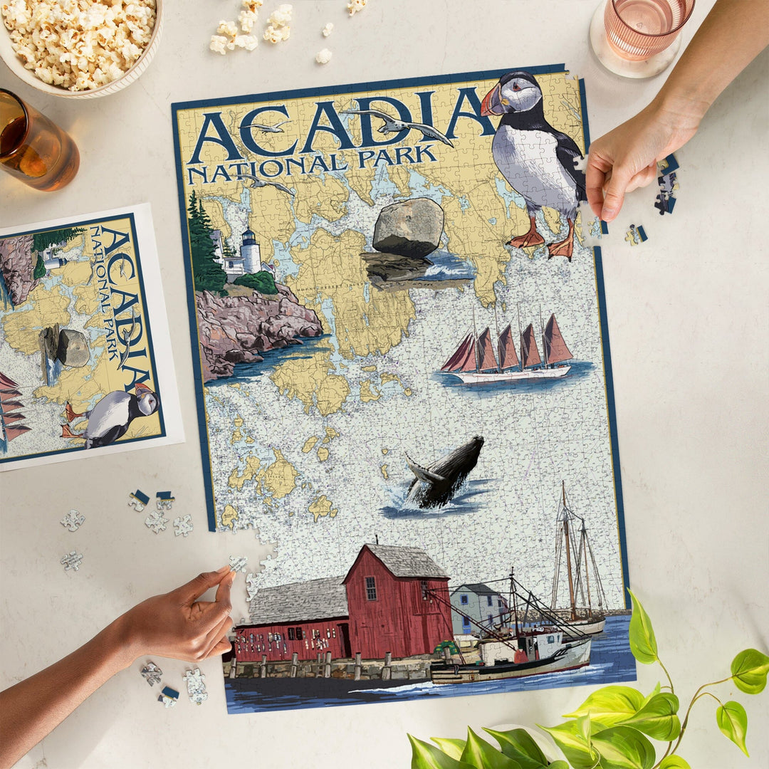 Acadia National Park, Maine, Nautical Chart, Jigsaw Puzzle Puzzle Lantern Press 