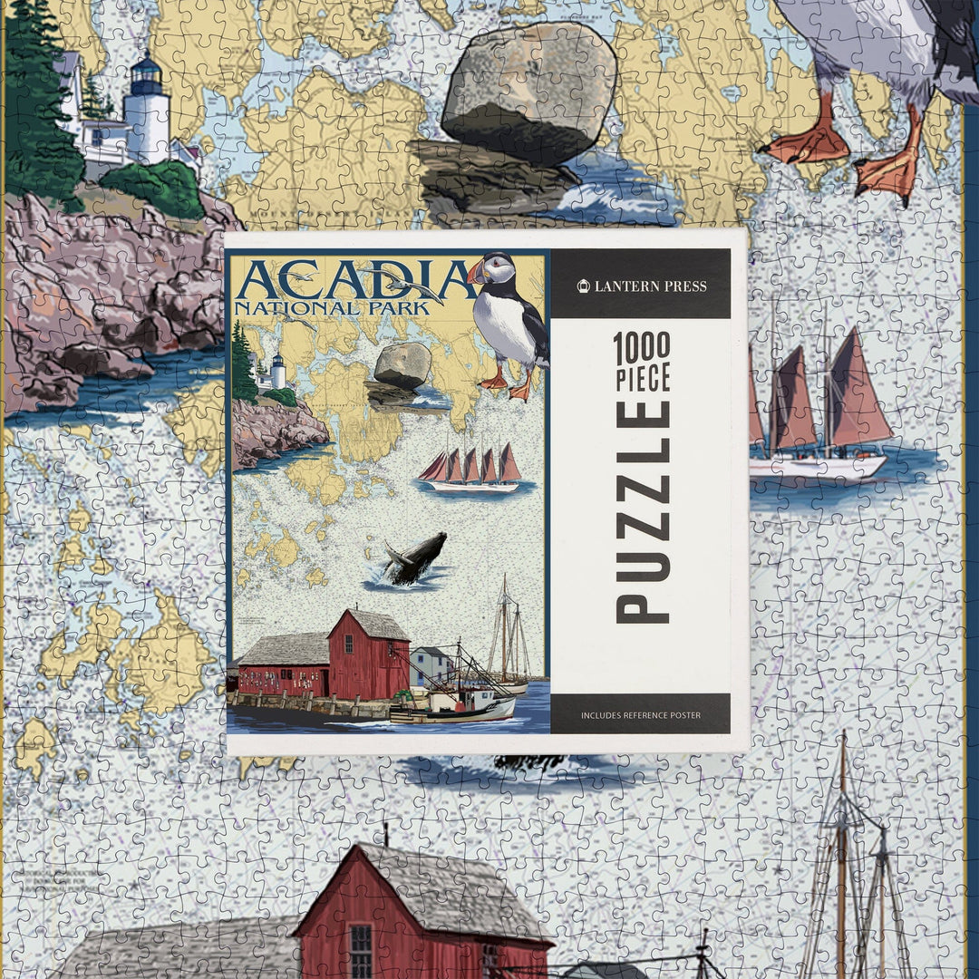 Acadia National Park, Maine, Nautical Chart, Jigsaw Puzzle Puzzle Lantern Press 