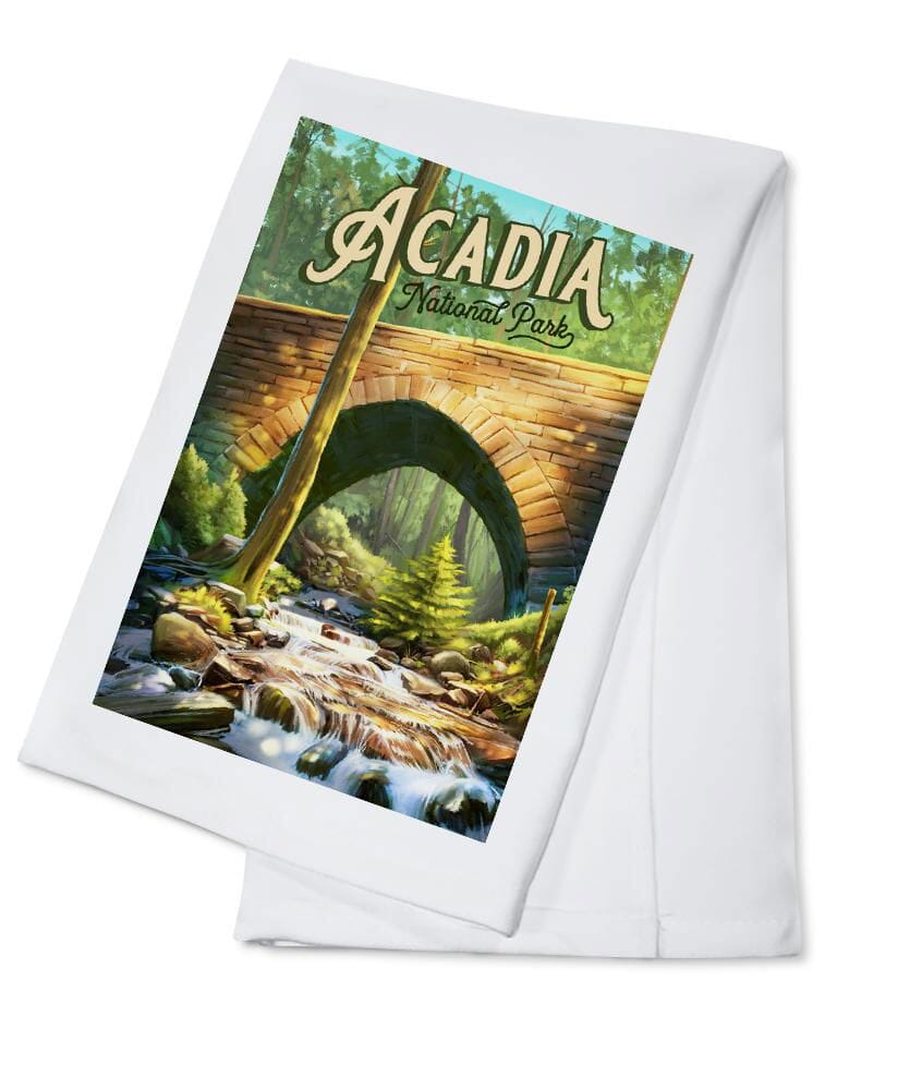 Acadia National Park, Maine, Oil Painting, Lantern Press Artwork, Towels and Aprons Kitchen Lantern Press 