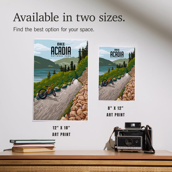 Acadia National Park, Maine, Painterly, Biking River Path, Art & Giclee Prints Art Lantern Press 