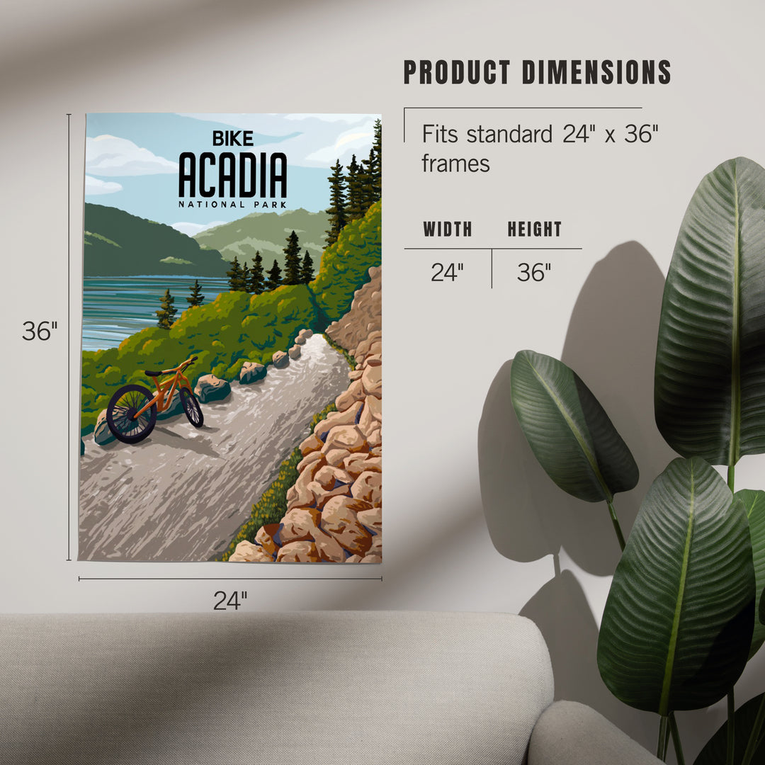 Acadia National Park, Maine, Painterly, Biking River Path, Art & Giclee Prints Art Lantern Press 