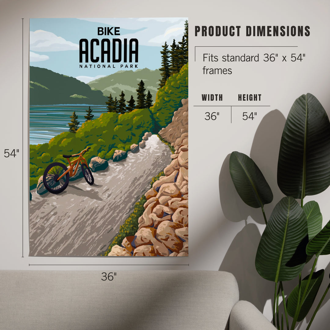 Acadia National Park, Maine, Painterly, Biking River Path, Art & Giclee Prints Art Lantern Press 