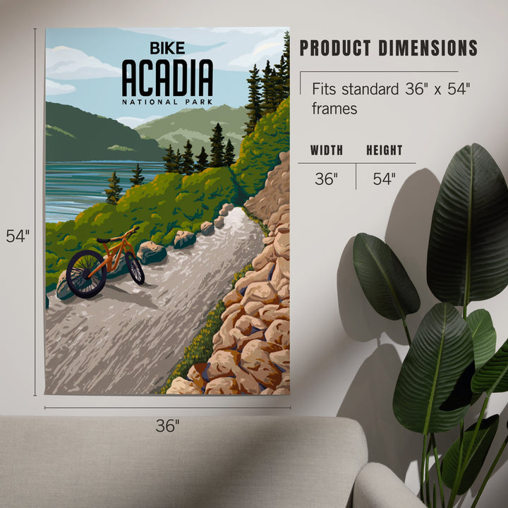 Acadia National Park, Maine, Painterly, Biking River Path, Art & Giclee Prints Art Lantern Press 