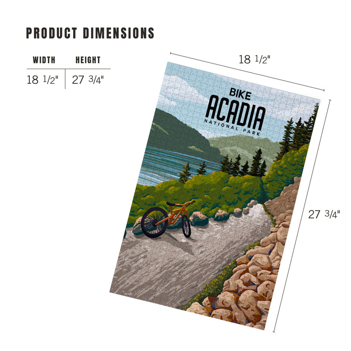 Acadia National Park, Maine, Painterly, Biking River Path, Jigsaw Puzzle Puzzle Lantern Press 
