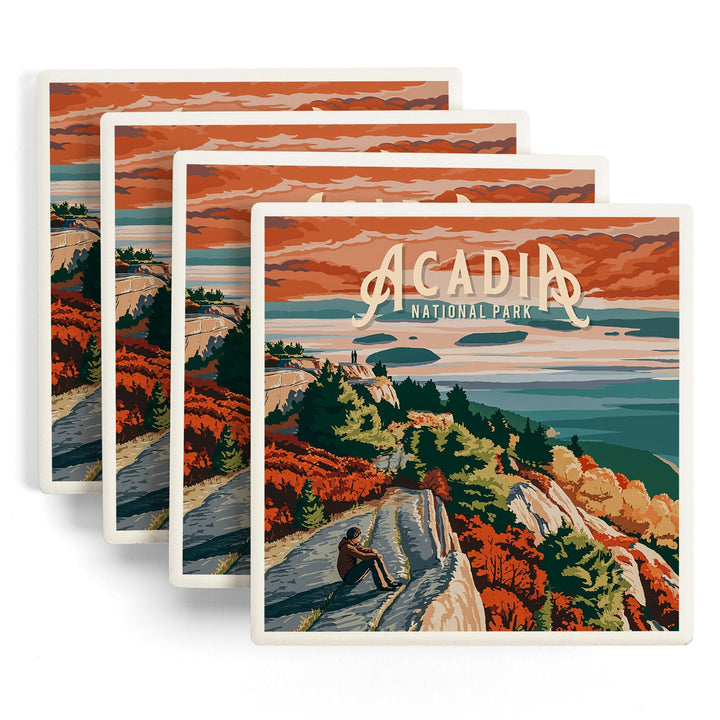 Acadia National Park, Maine, Painterly National Park Series, Coasters Coasters Lantern Press 