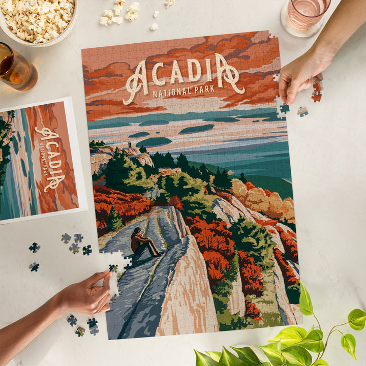 Acadia National Park, Maine, Painterly National Park Series, Jigsaw Puzzle Puzzle Lantern Press 