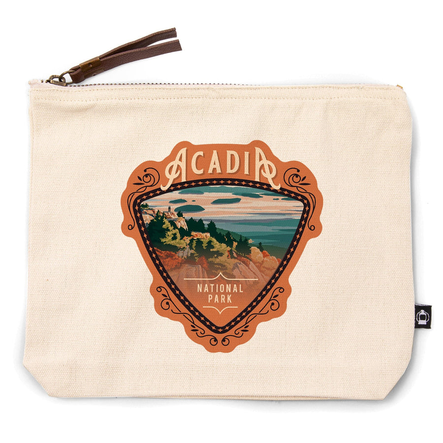 Acadia National Park, Maine, Painterly National Park Series,, Organic Cotton Zipper Pouch, Go Bag Go Bag Lantern Press 
