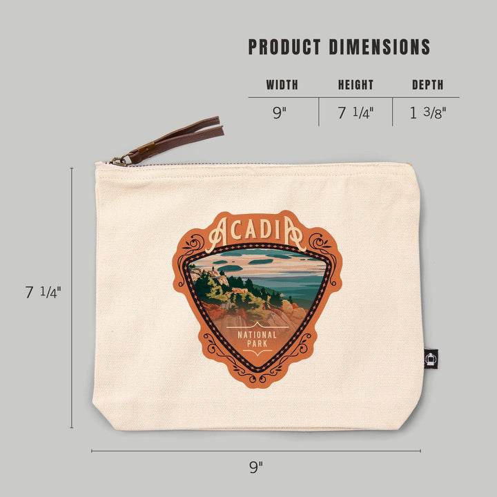 Acadia National Park, Maine, Painterly National Park Series,, Organic Cotton Zipper Pouch, Go Bag Go Bag Lantern Press 