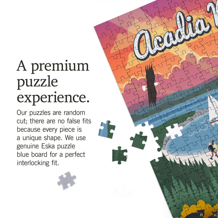 Acadia National Park, Maine, Retro View, Jigsaw Puzzle Puzzle Lantern Press 