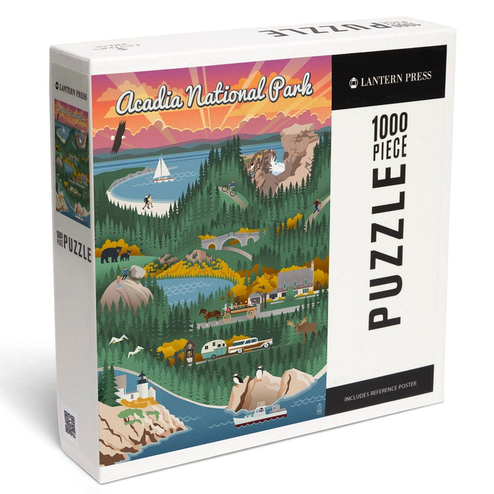 Acadia National Park, Maine, Retro View, Jigsaw Puzzle Puzzle Lantern Press 