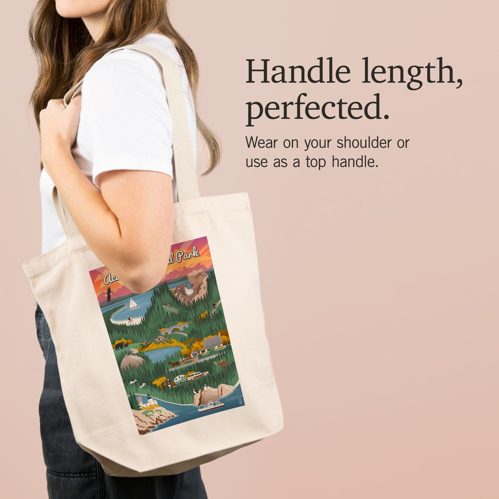 Acadia National Park, Maine, Retro View, Tote Bag Totes Lantern Press 