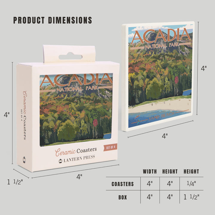 Acadia National Park, Maine, Sand Beach Scene, Coasters Coasters Lantern Press 