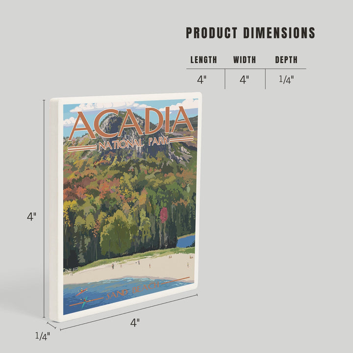 Acadia National Park, Maine, Sand Beach Scene, Coasters Coasters Lantern Press 