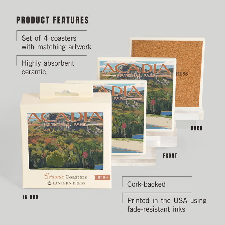 Acadia National Park, Maine, Sand Beach Scene, Coasters Coasters Lantern Press 