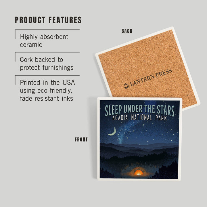 Acadia National Park, Maine, Sleep Under Stars, Coasters Coasters Lantern Press 