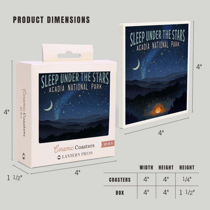 Acadia National Park, Maine, Sleep Under Stars, Coasters Coasters Lantern Press 