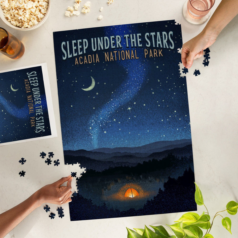 Acadia National Park, Maine, Sleep Under Stars, Jigsaw Puzzle Puzzle Lantern Press 