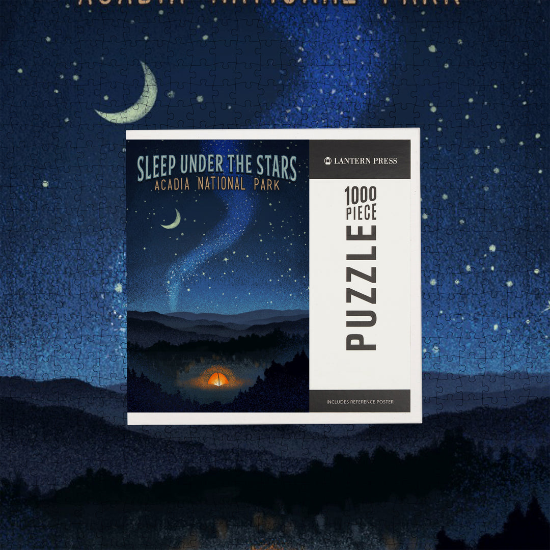 Acadia National Park, Maine, Sleep Under Stars, Jigsaw Puzzle Puzzle Lantern Press 