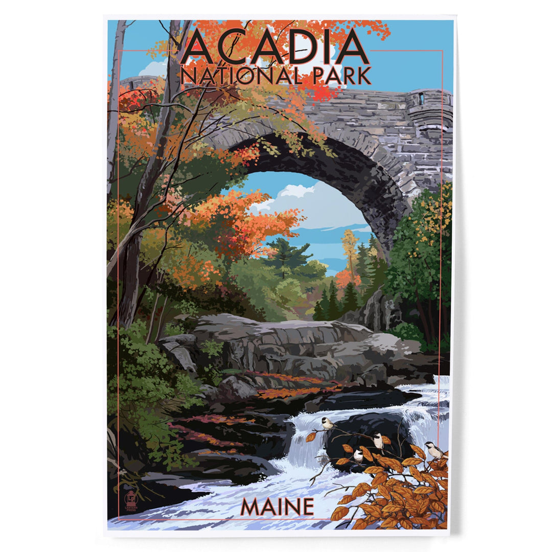 Acadia National Park, Maine, Stone Bridge, Art & Giclee Prints Art Lantern Press 