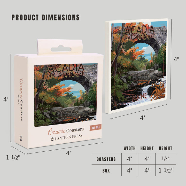 Acadia National Park, Maine, Stone Bridge, Coasters Coasters Lantern Press 